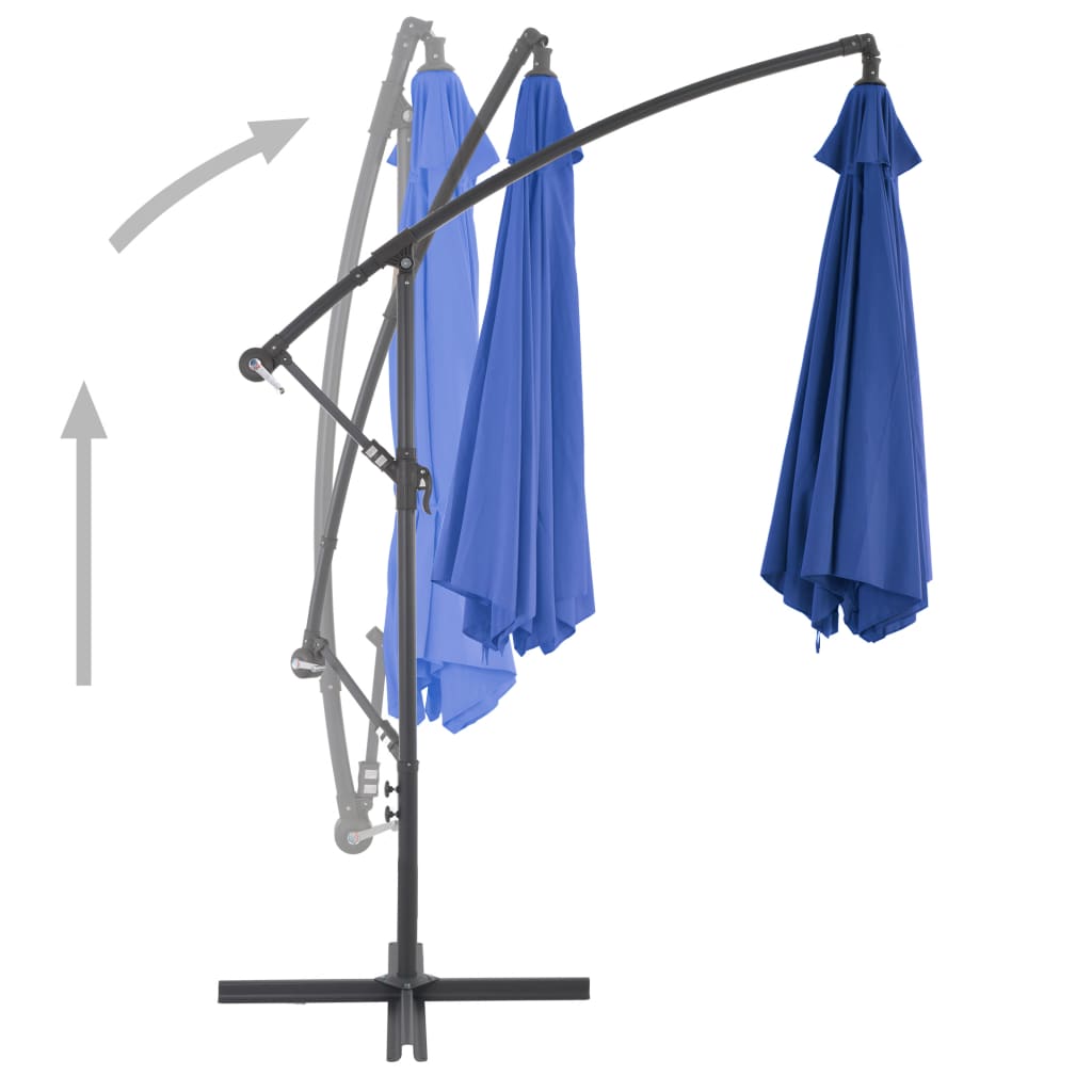 Guarda-sol de jardim cantilever c/ poste alumínio 300 cm azul
