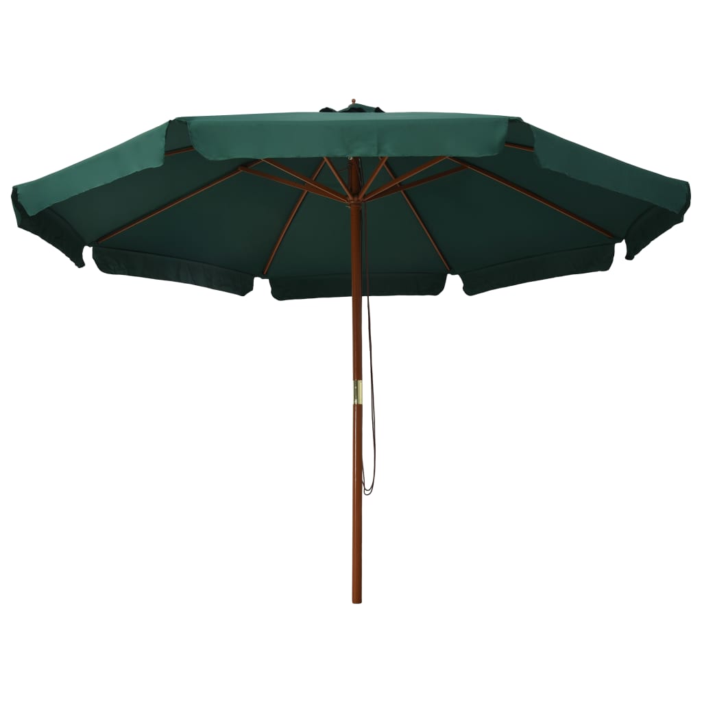Guarda-sol de exterior com poste em madeira 330 cm verde