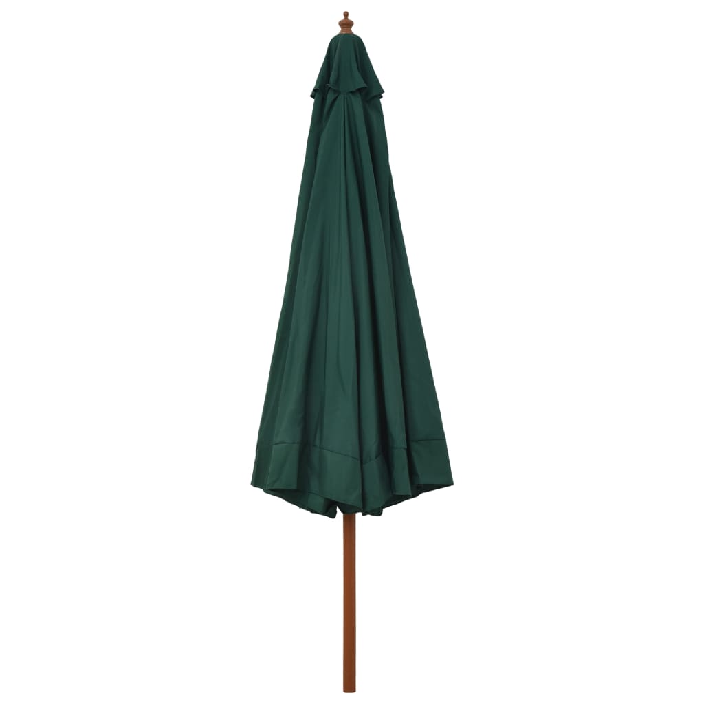 Guarda-sol de exterior com poste em madeira 330 cm verde