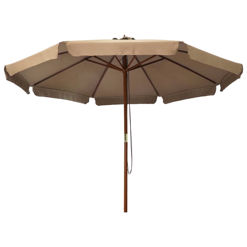 Guarda-sol exterior c/ poste madeira 330 cm cinza-acastanhado