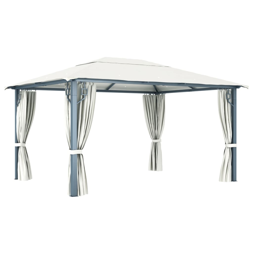 Gazebo com cortina 400x300 cm alumínio creme