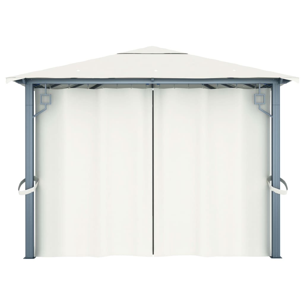 Gazebo com cortina 400x300 cm alumínio creme
