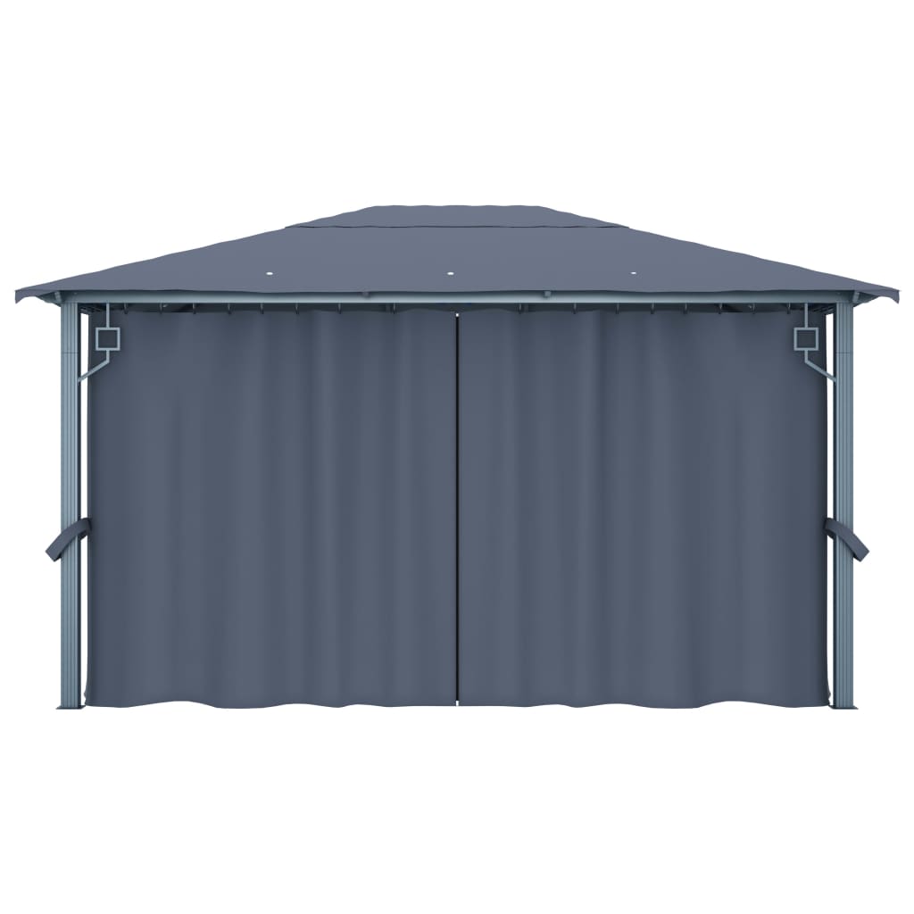 Gazebo com cortina 400 x 300 cm alumínio antracite