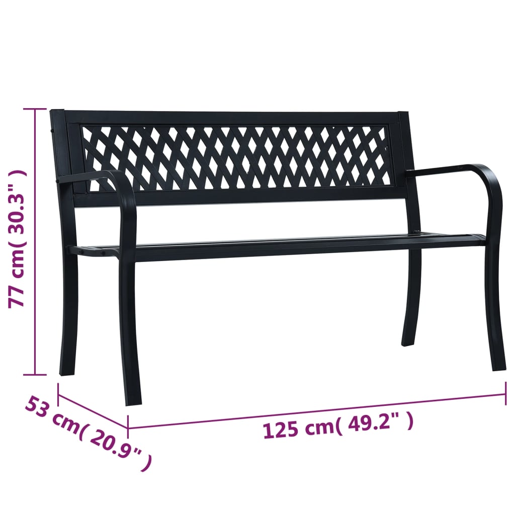 Banco jardim 125 cm aço preto