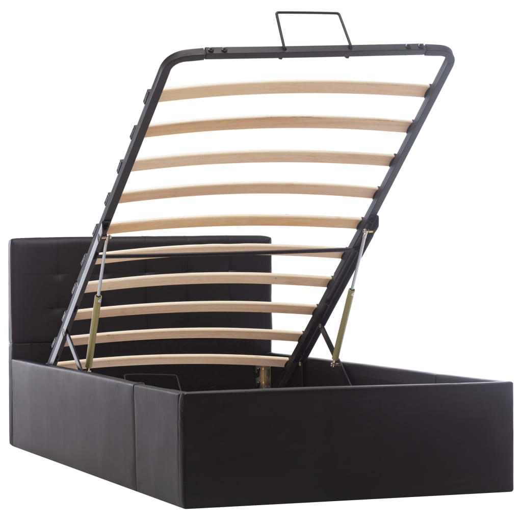 Cama hidráulica c/ arrumação 100x200cm couro artificial cinza