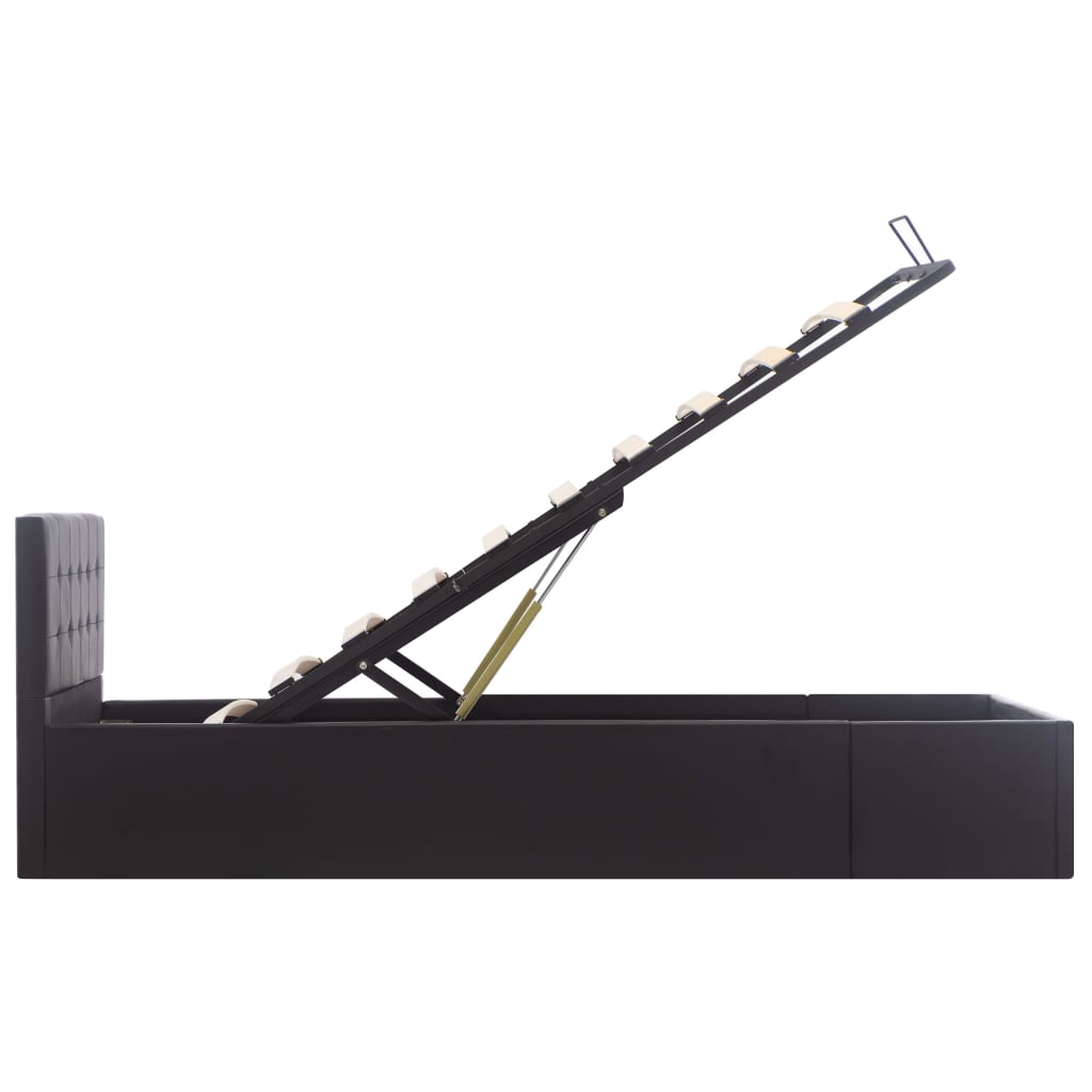 Cama hidráulica c/ arrumação 100x200cm couro artificial cinza