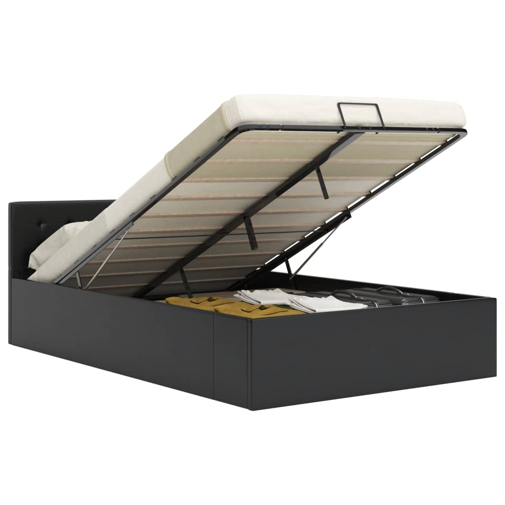 Cama hidráulica c/ arrumação 140x200cm couro artificial branco