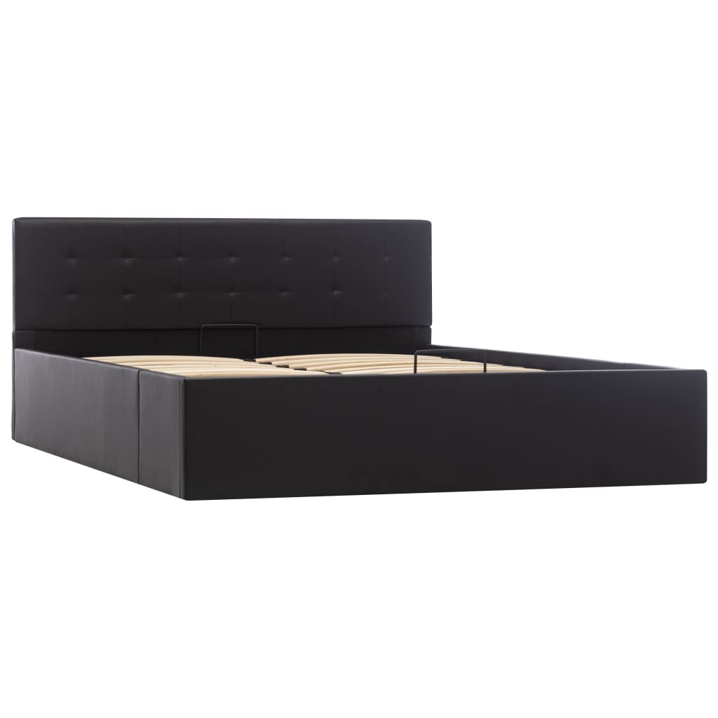 Cama hidráulica c/ arrumação 140x200cm couro artificial branco