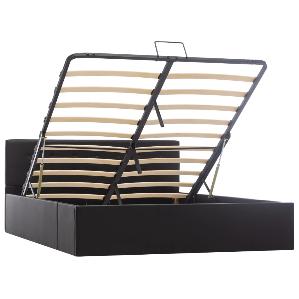 Cama hidráulica c/ arrumação 140x200cm couro artificial branco