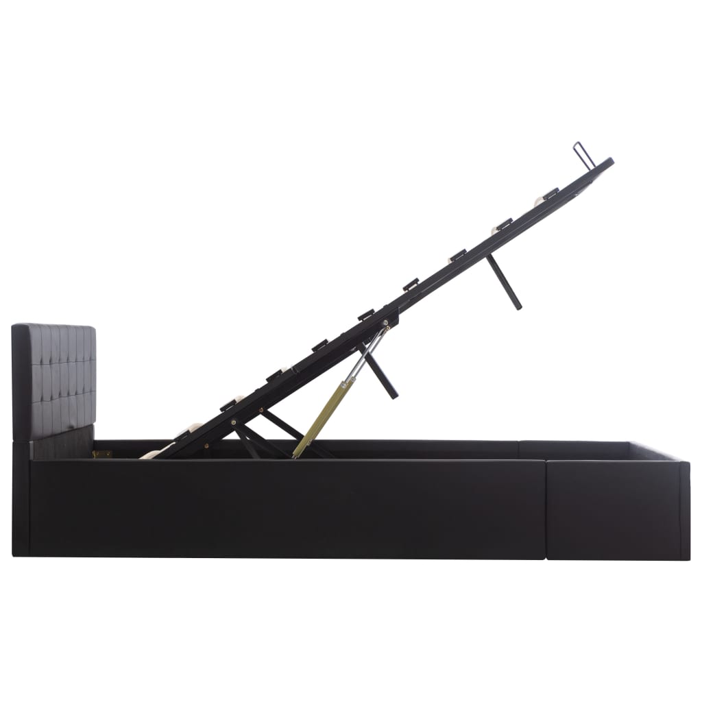 Cama hidráulica c/ arrumação 140x200cm couro artificial branco