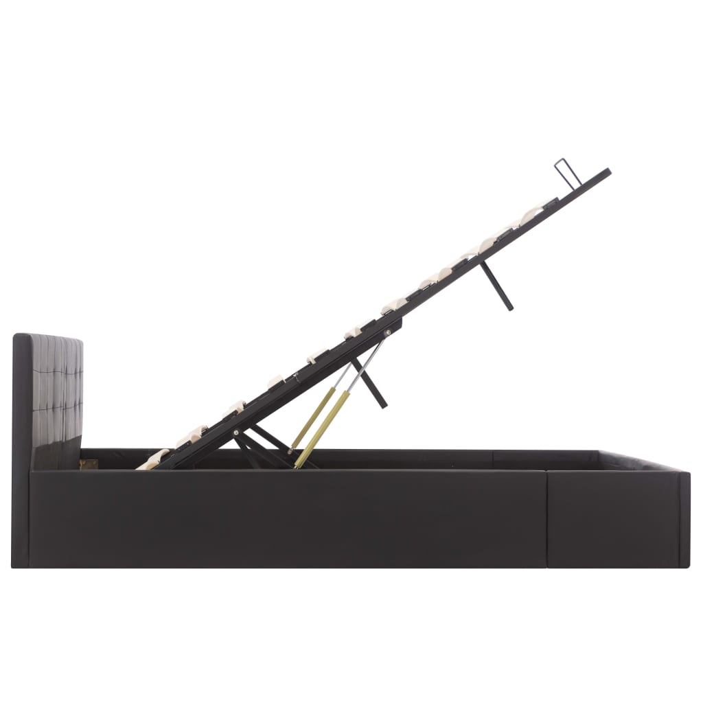 Cama hidráulica c/ arrumação 160x200cm couro artificial branco