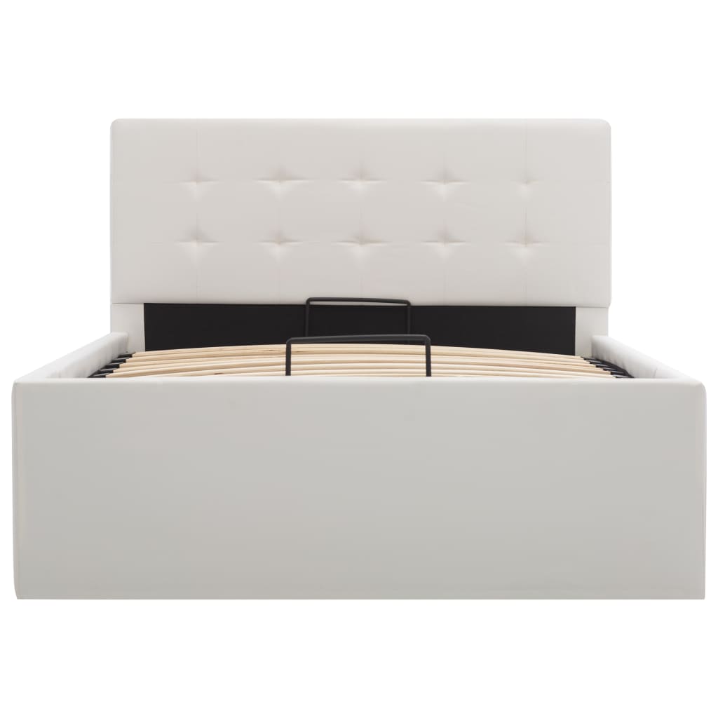 Cama hidráulica c/ arrumação 90x200cm couro artificial branco