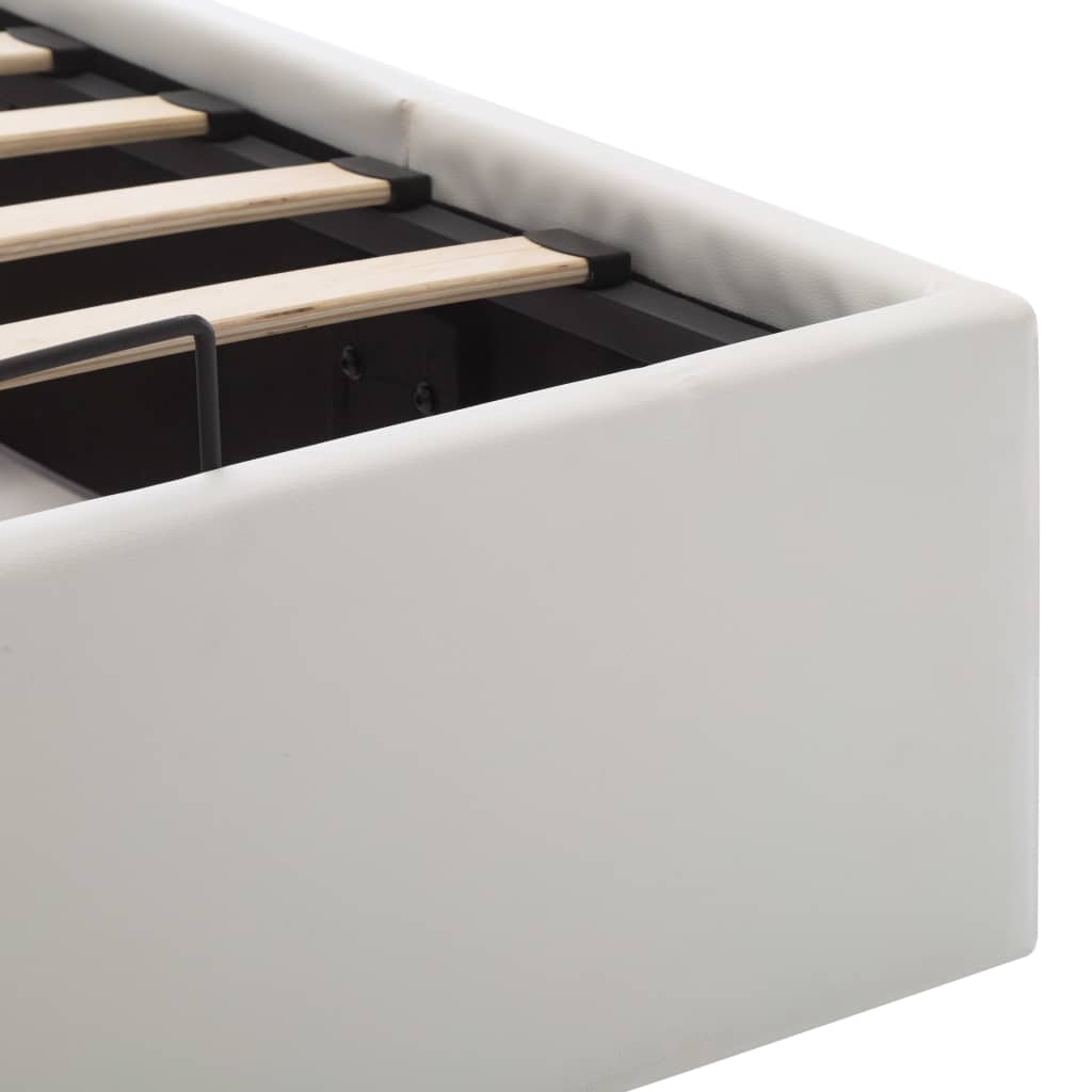 Cama hidráulica c/ arrumação 90x200cm couro artificial branco