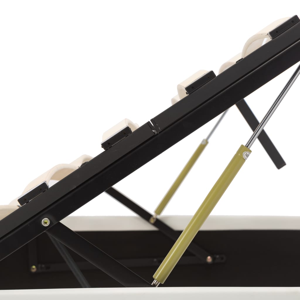 Cama hidráulica c/ arrumação 140x200cm couro artificial branco