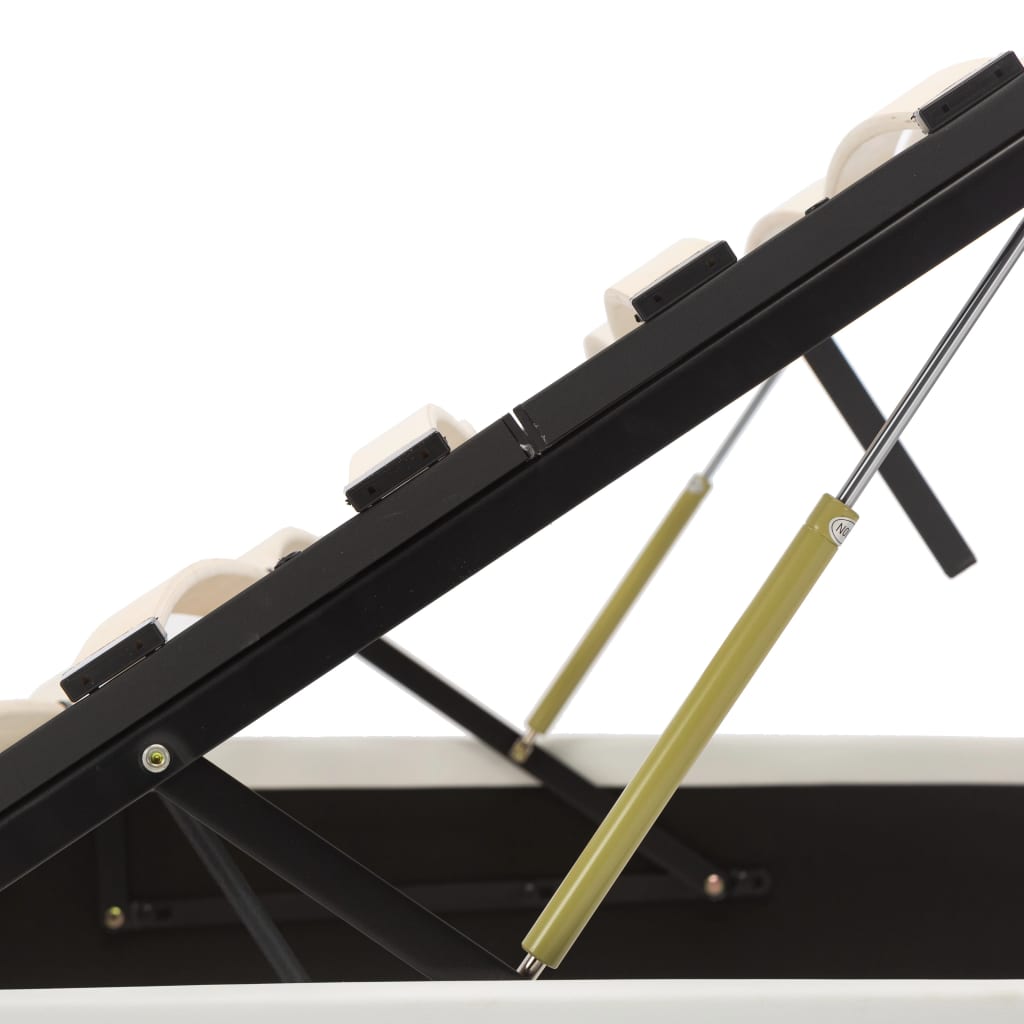 Cama hidráulica c/ arrumação 160x200cm couro artificial branco