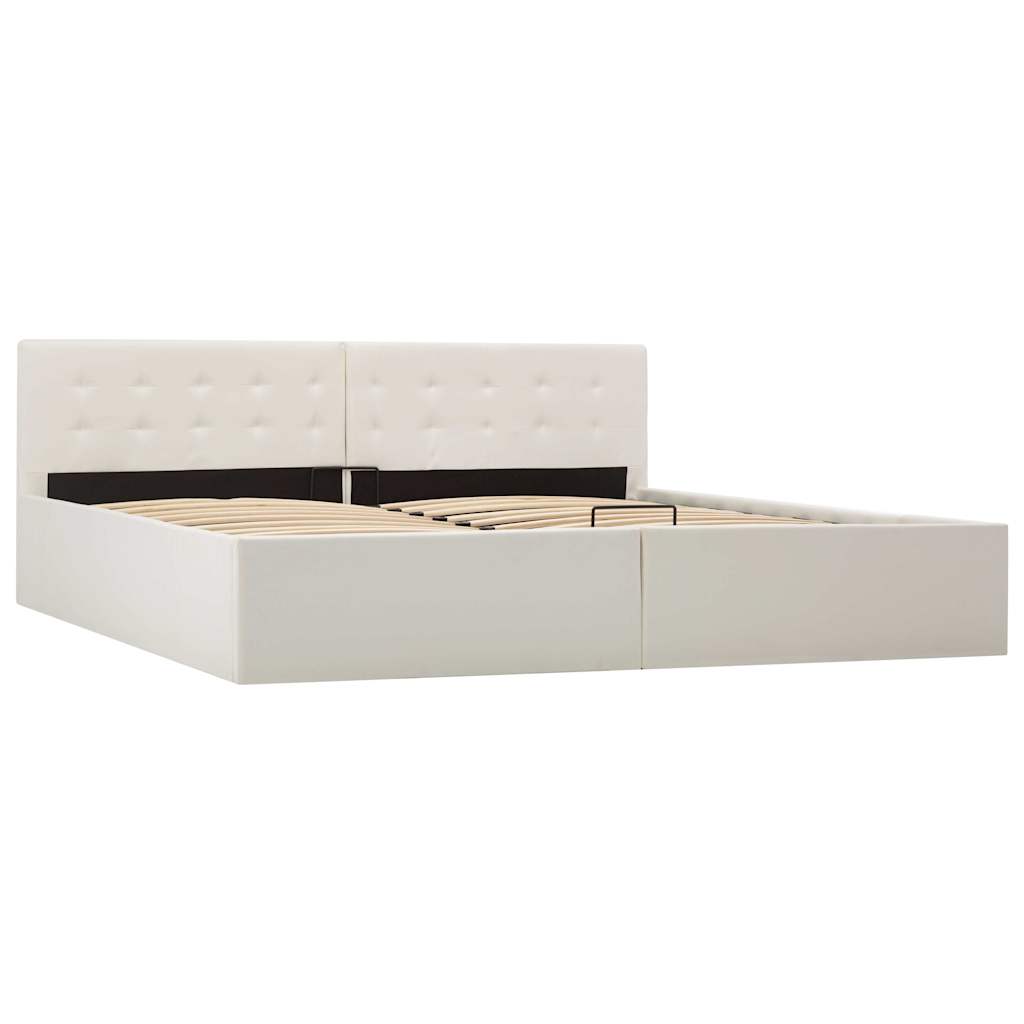 Cama hidráulica c/ arrumação 180x200cm couro artificial branco