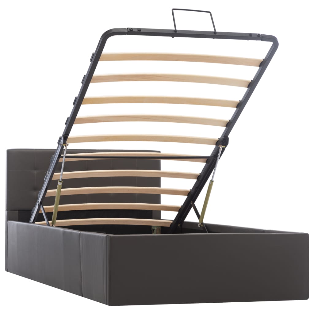 Cama hidráulica c/ arrumação 90x200cm couro artificial branco