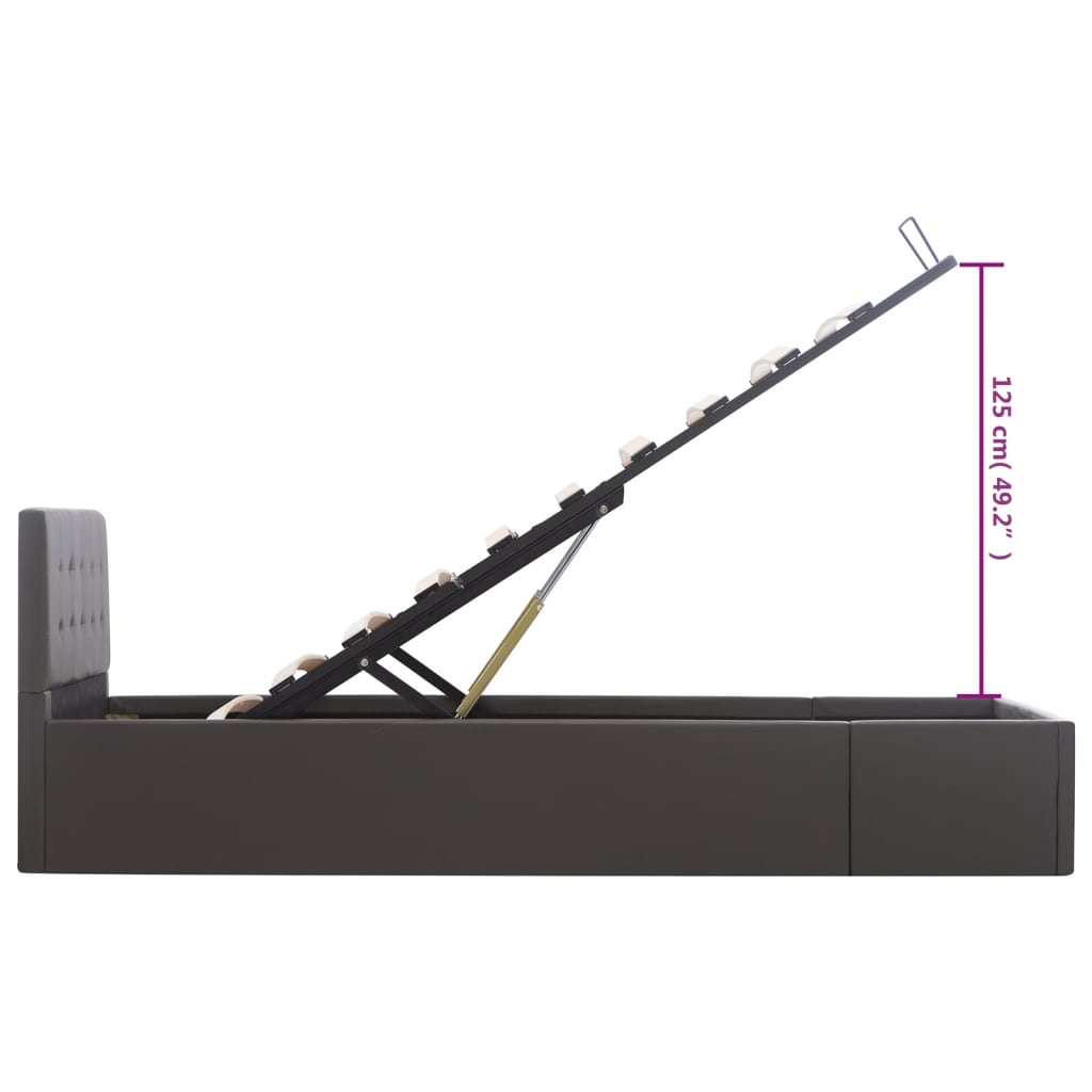 Cama hidráulica c/ arrumação 90x200cm couro artificial branco