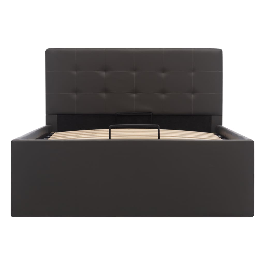 Cama hidráulica c/ arrumação 90x200cm couro artificial branco