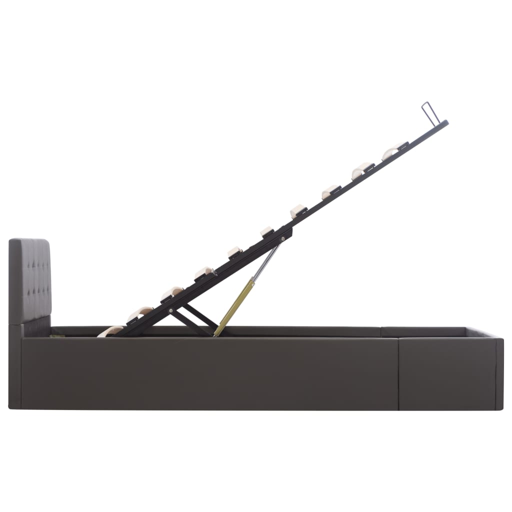 Cama hidráulica c/ arrumação 90x200cm couro artificial branco