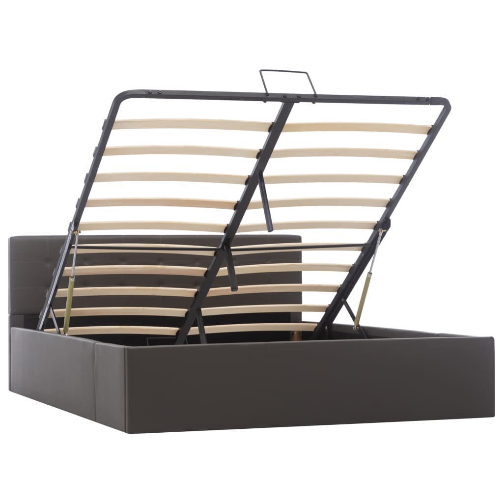 Cama hidráulica c/ arrumação 140x200cm couro artificial branco