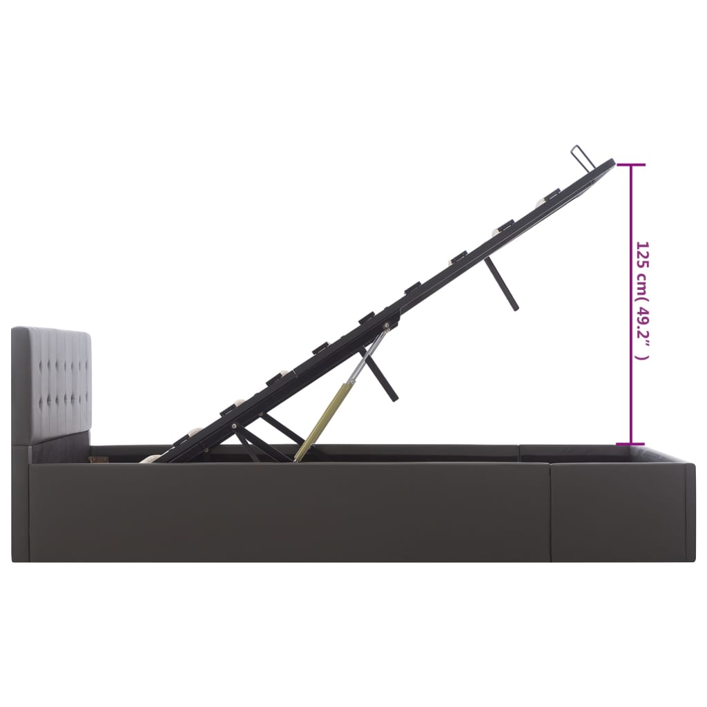 Cama hidráulica c/ arrumação 140x200cm couro artificial branco