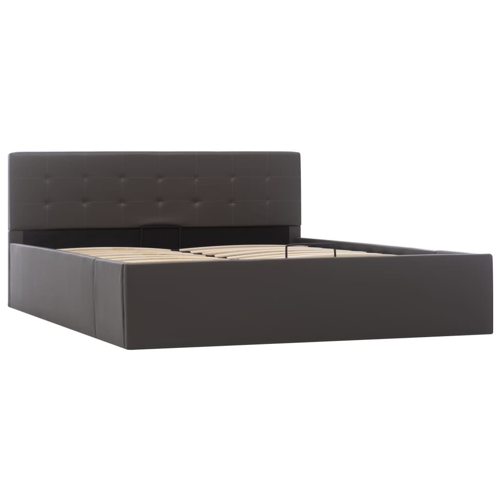 Cama hidráulica c/ arrumação 140x200cm couro artificial branco