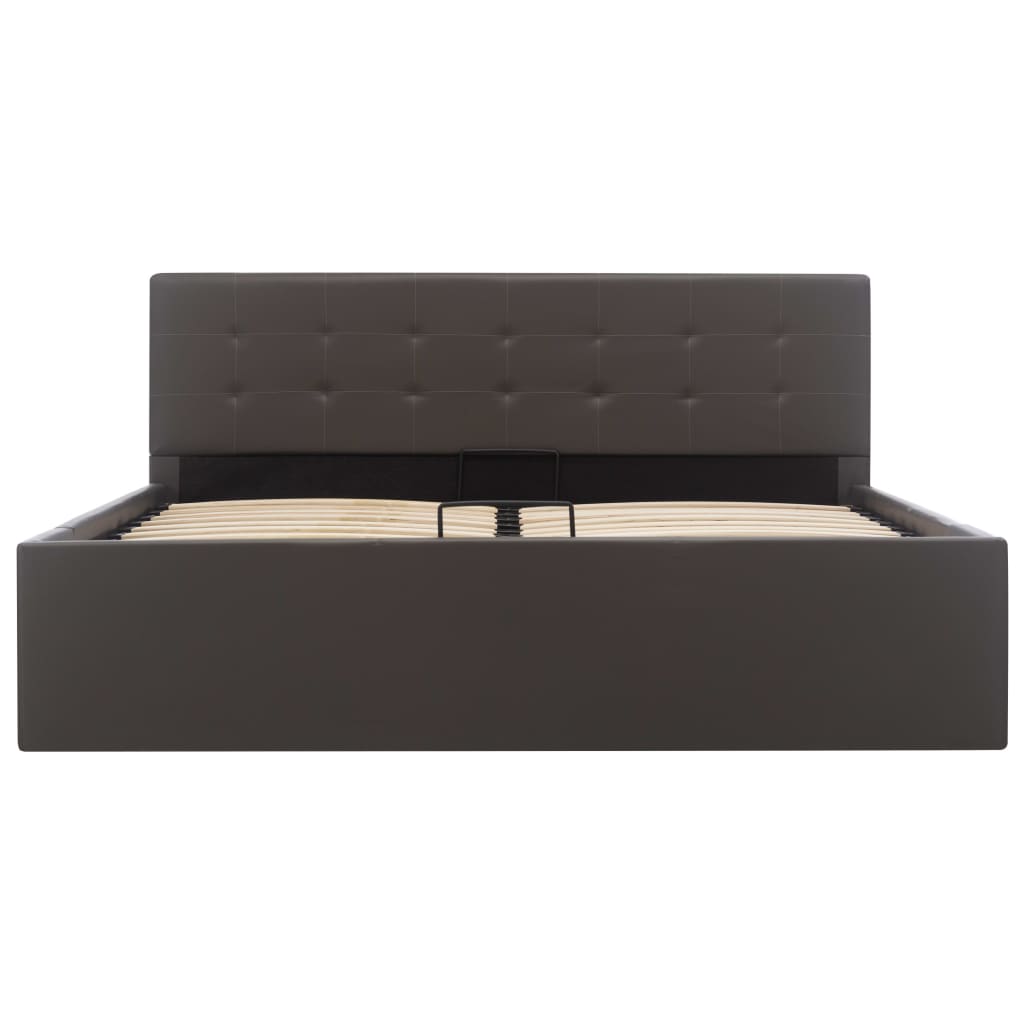 Cama hidráulica c/ arrumação 140x200cm couro artificial branco