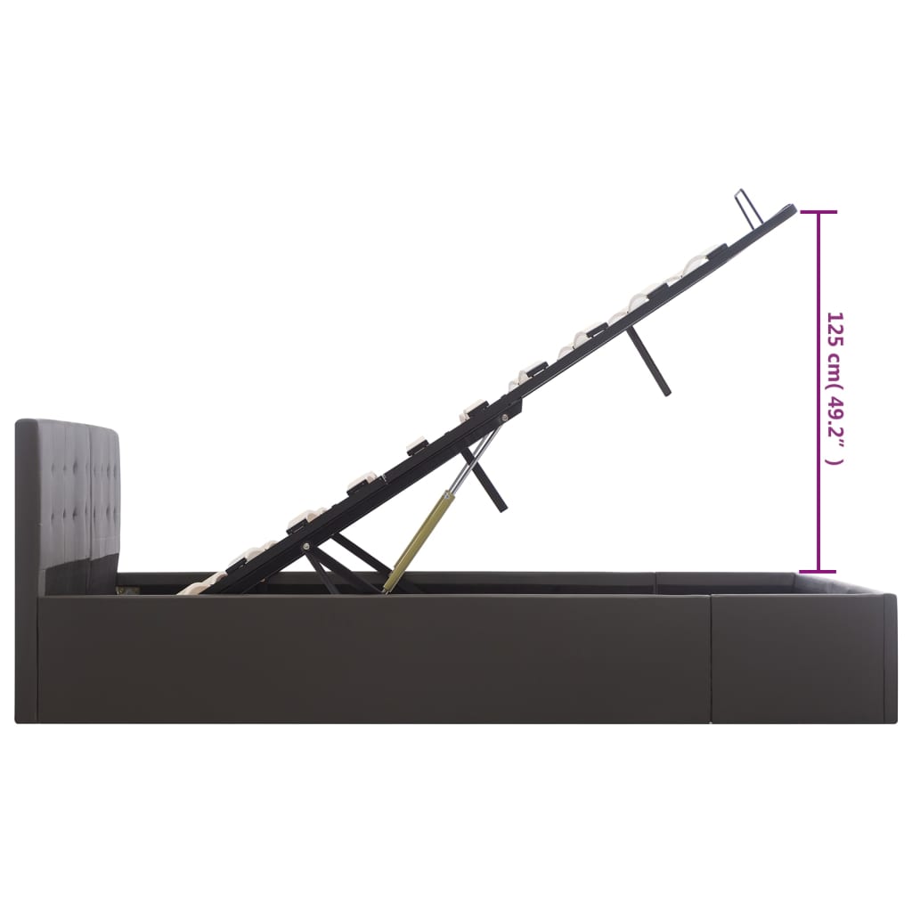 Cama hidráulica c/ arrumação 160x200cm couro artificial branco