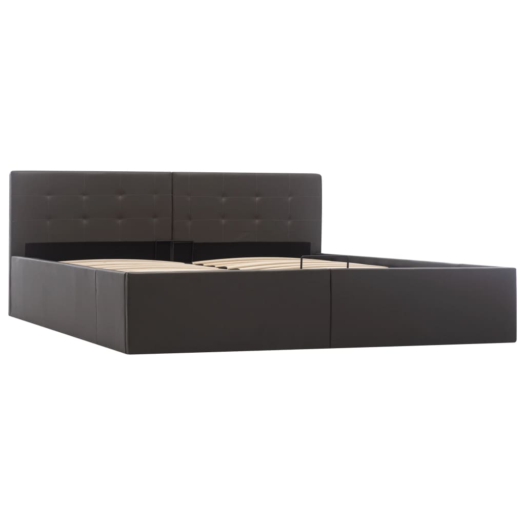 Cama hidráulica c/ arrumação 160x200cm couro artificial branco