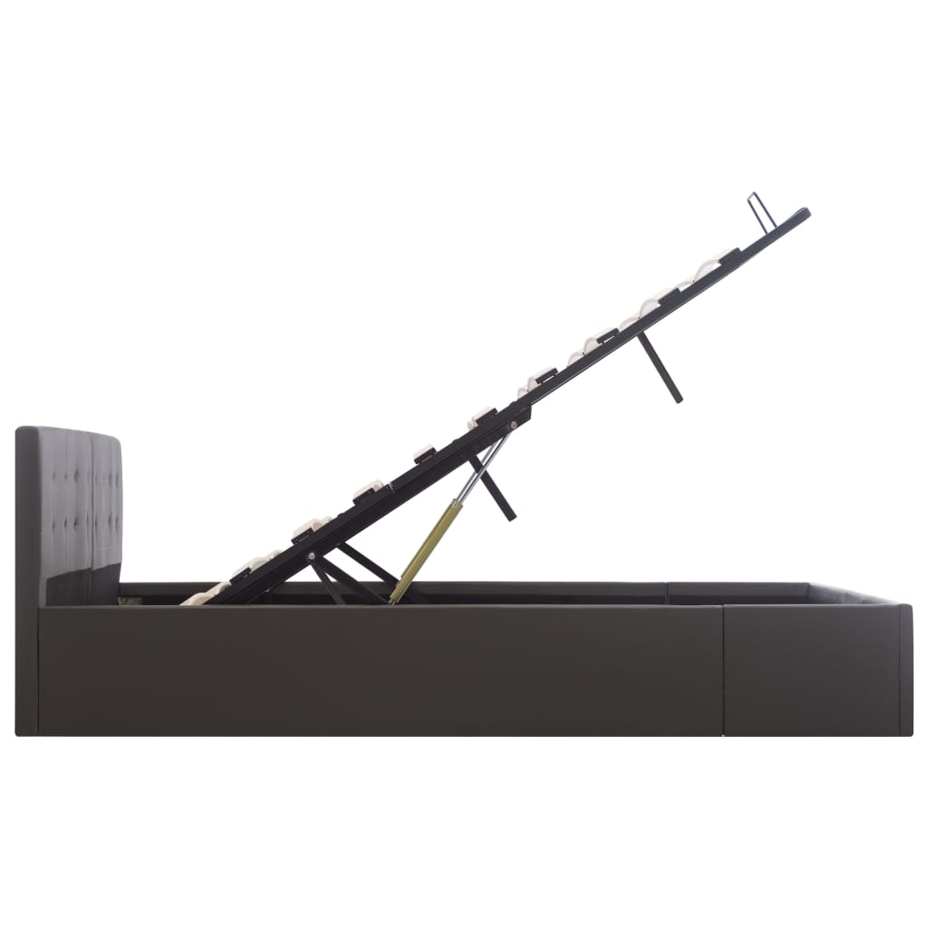 Cama hidráulica c/ arrumação 160x200cm couro artificial branco