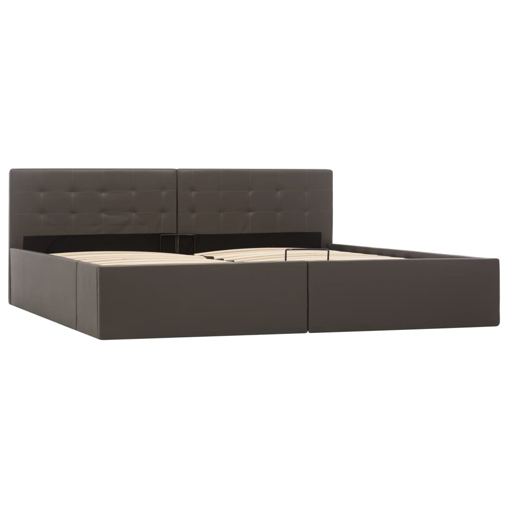 Cama hidráulica c/ arrumação 180x200cm couro artificial branco