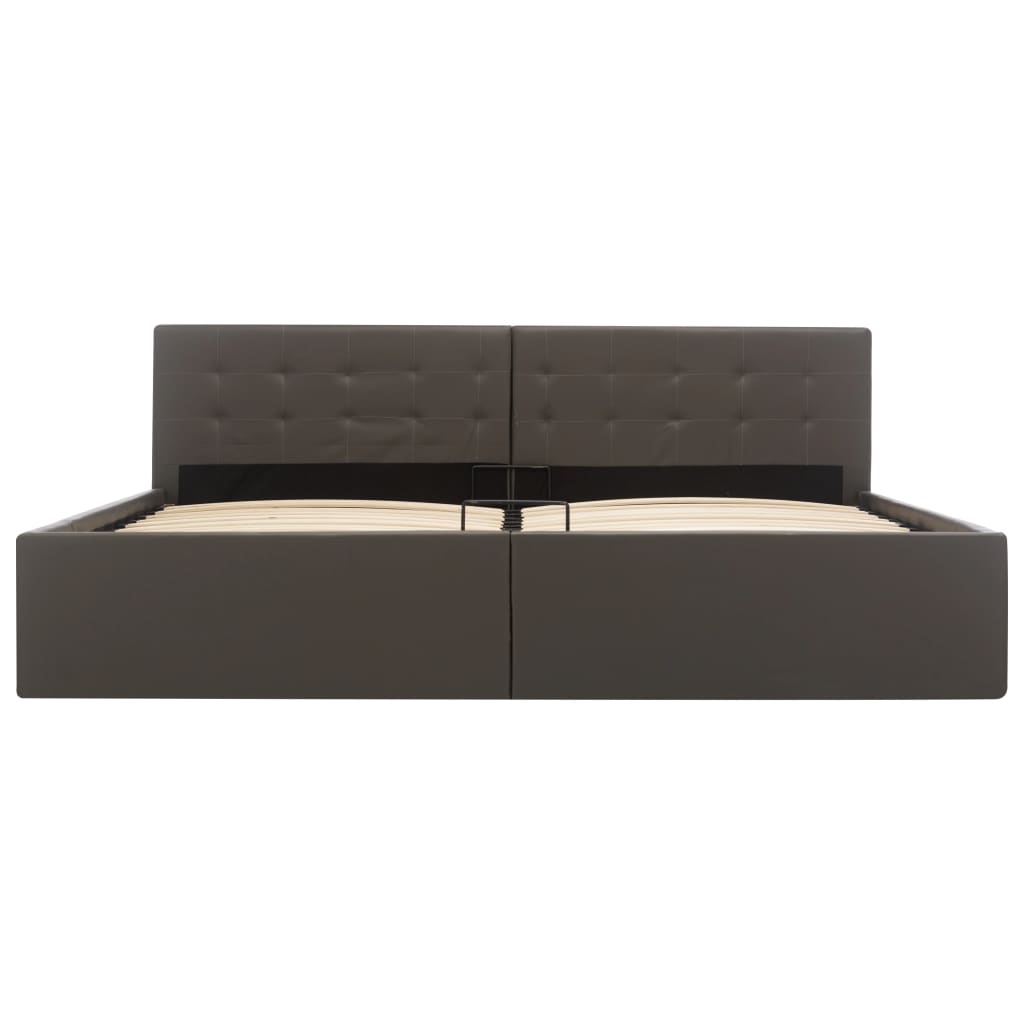 Cama hidráulica c/ arrumação 180x200cm couro artificial branco