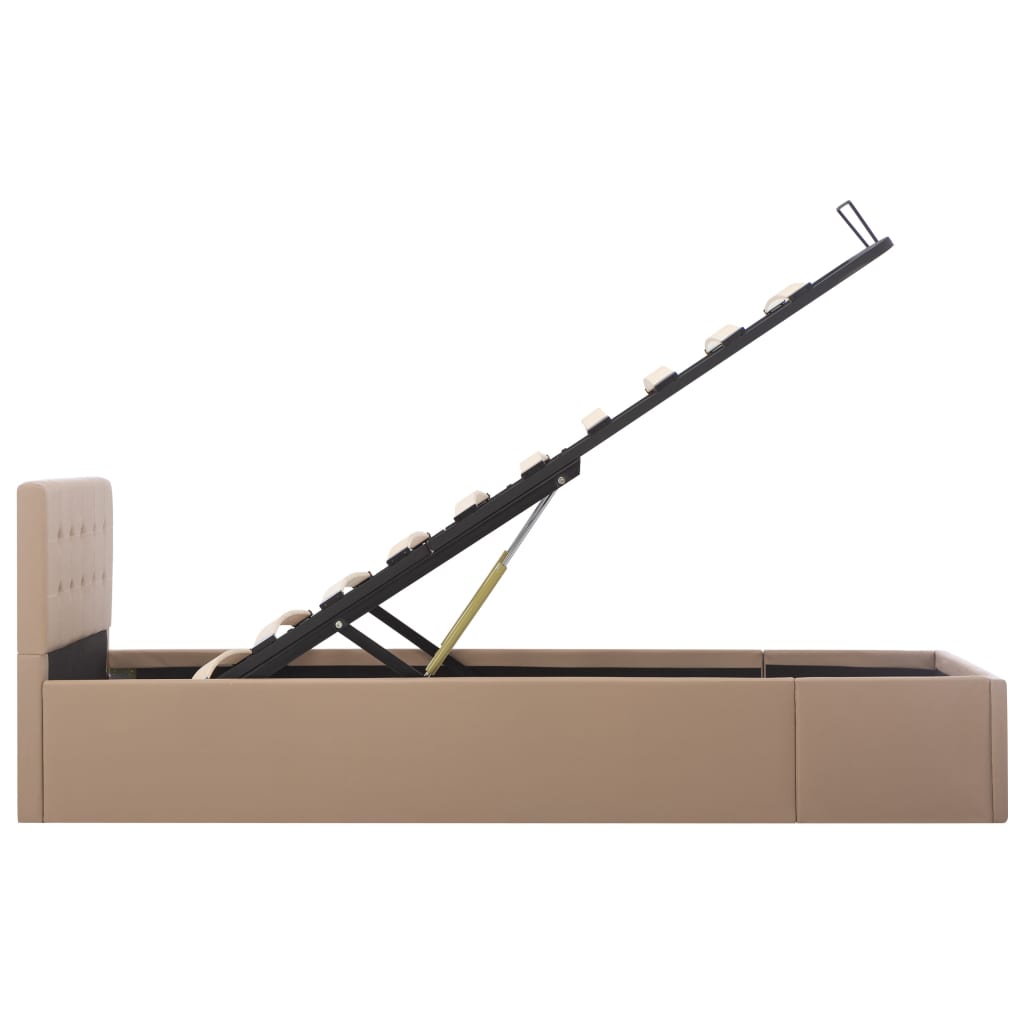 Cama hidráulica c/ arrumação 90x200cm couro artificial branco