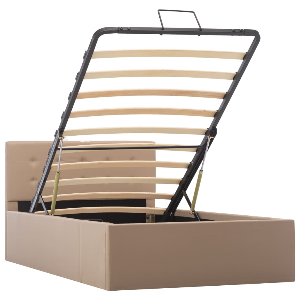 Cama hidráulica c/ arrumação 100x200cm couro artificial cinza