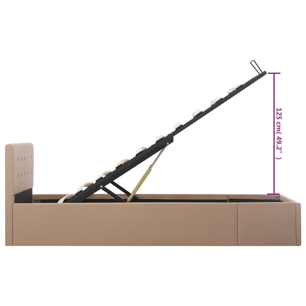 Cama hidráulica c/ arrumação 100x200cm couro artificial cinza