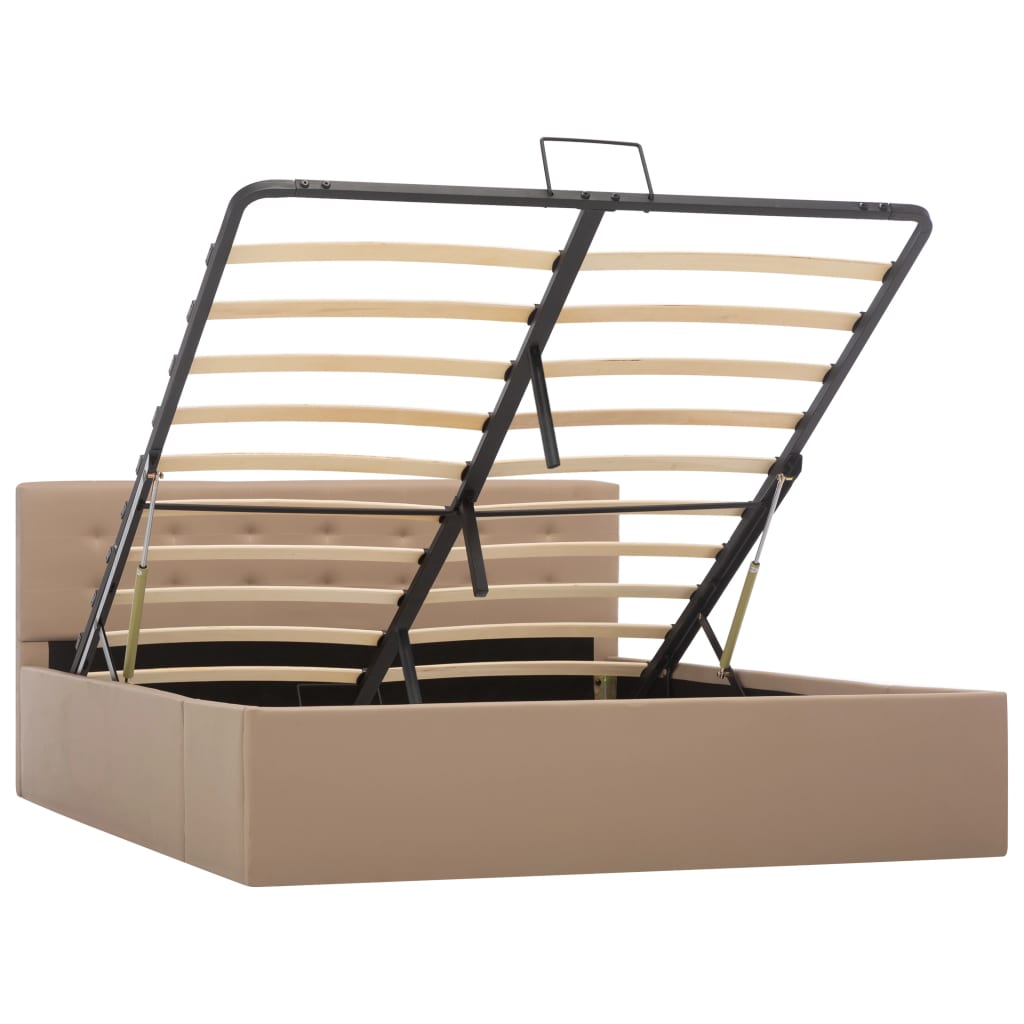 Cama hidráulica c/ arrumação 140x200cm couro artificial branco