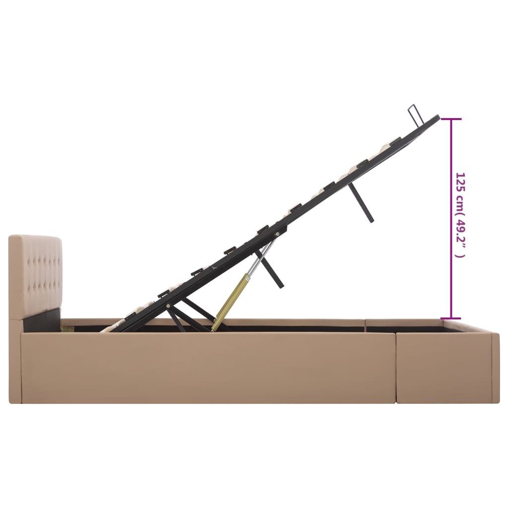 Cama hidráulica c/ arrumação 140x200cm couro artificial branco