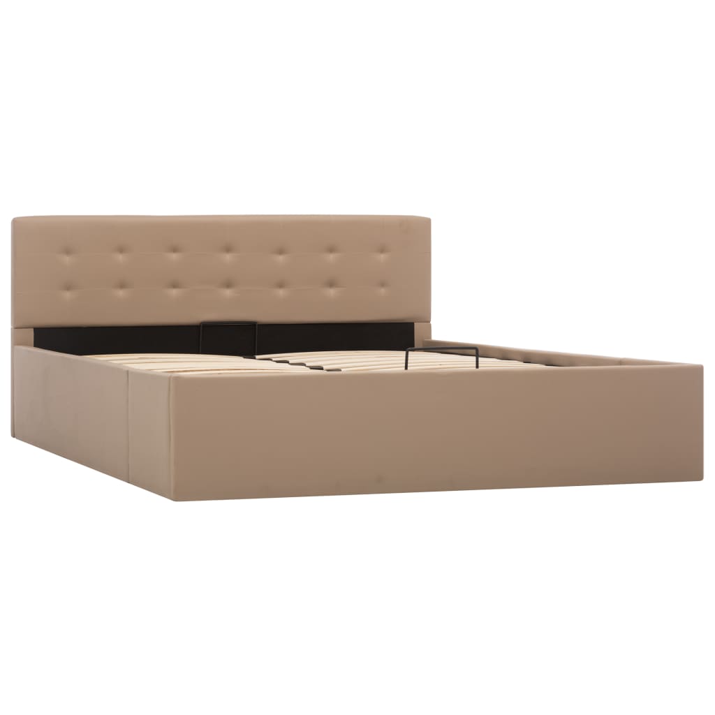 Cama hidráulica c/ arrumação 140x200cm couro artificial branco