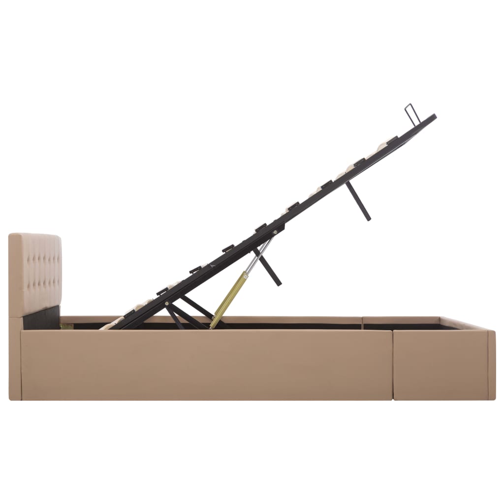 Cama hidráulica c/ arrumação 140x200cm couro artificial branco