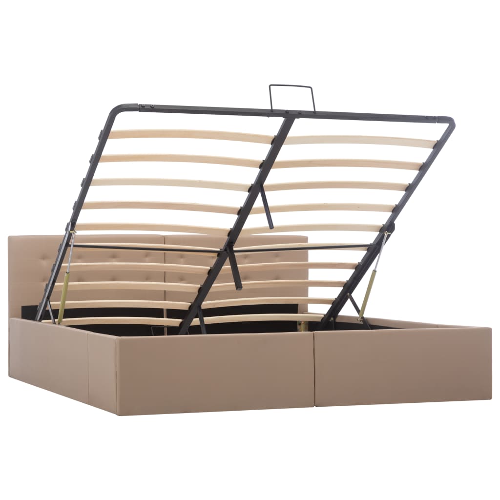 Cama hidráulica c/ arrumação 160x200cm couro artificial branco