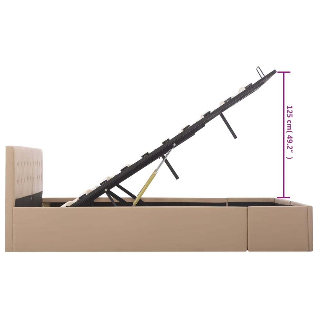 Cama hidráulica c/ arrumação 160x200cm couro artificial branco