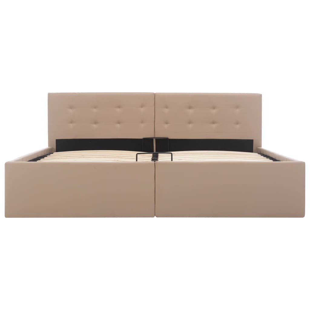 Cama hidráulica c/ arrumação 160x200cm couro artificial branco