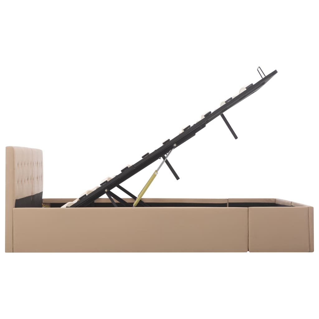 Cama hidráulica c/ arrumação 160x200cm couro artificial branco