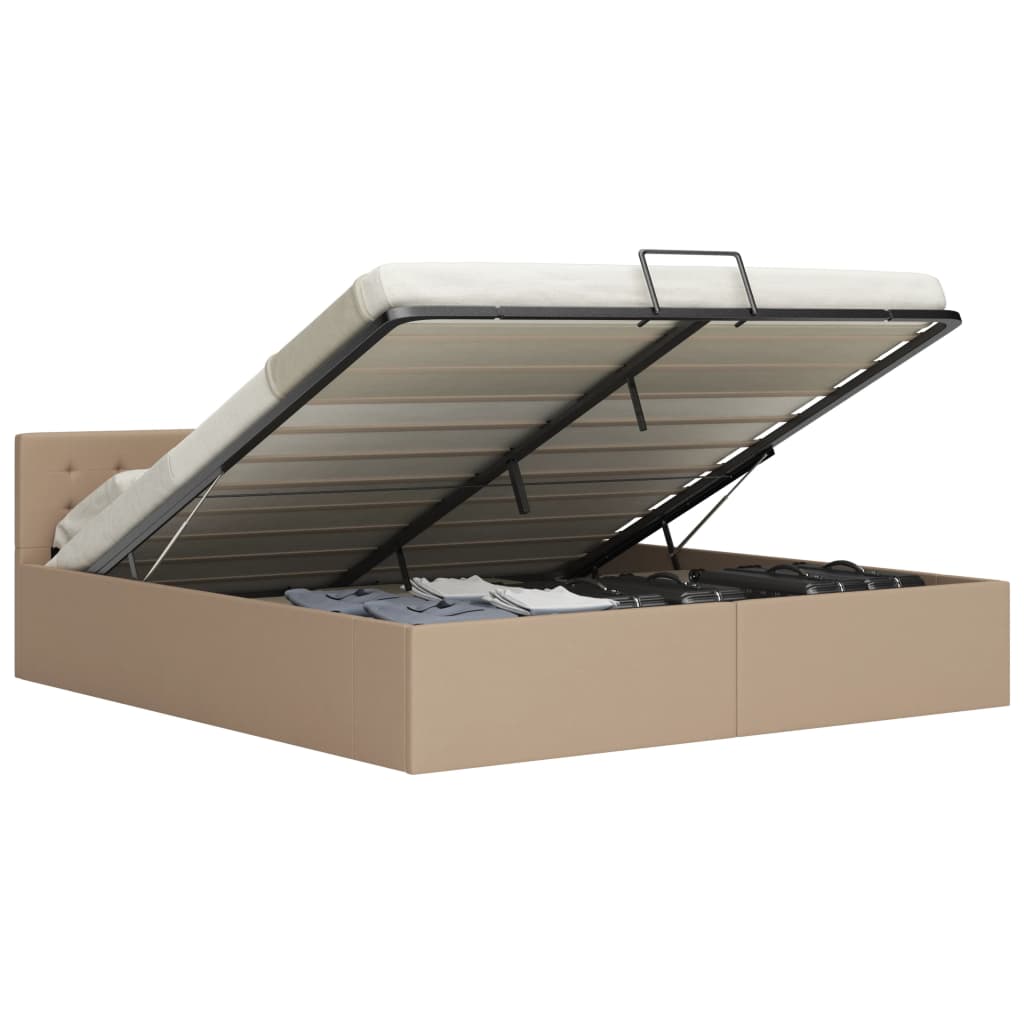 Cama hidráulica c/ arrumação 180x200cm couro artificial branco