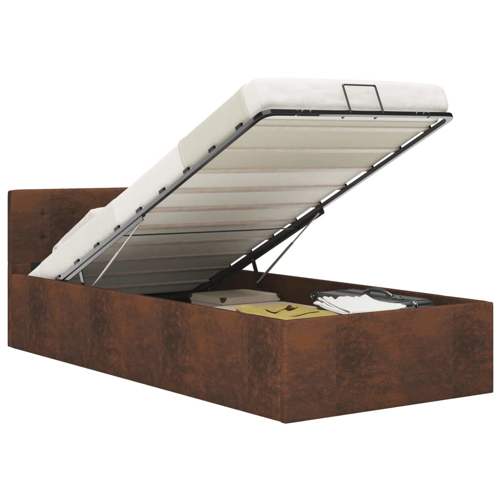 Cama hidráulica c/ arrumação 100x200cm tecido cinza-acastanhado