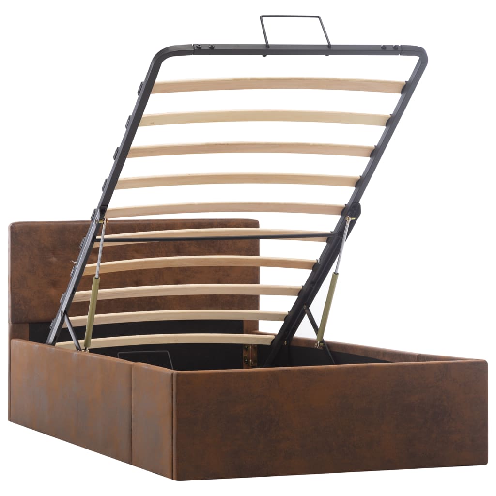 Cama hidráulica c/ arrumação 100x200cm tecido cinza-acastanhado