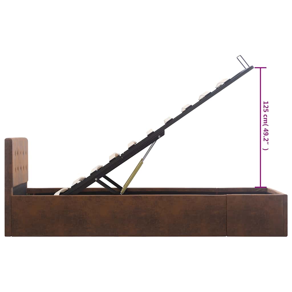 Cama hidráulica c/ arrumação 100x200cm tecido cinza-acastanhado