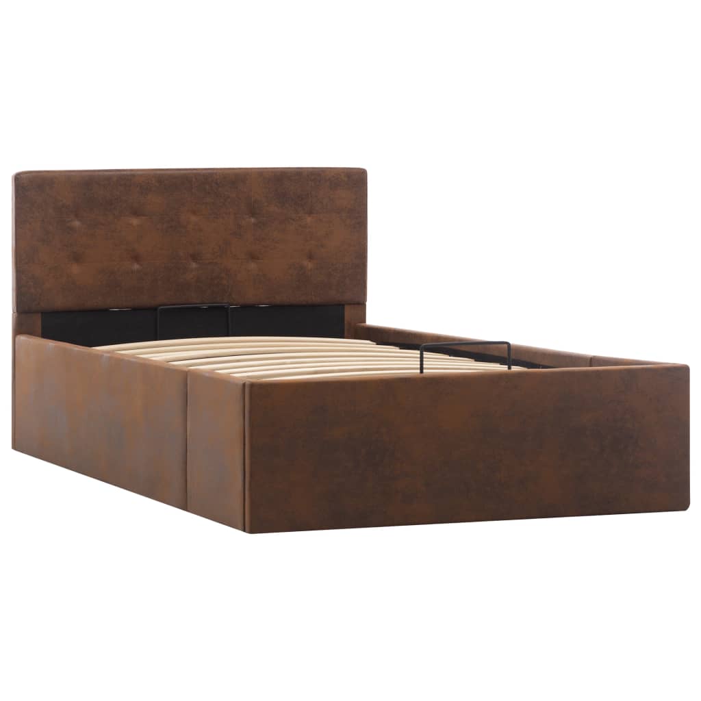 Cama hidráulica c/ arrumação 100x200cm tecido cinza-acastanhado