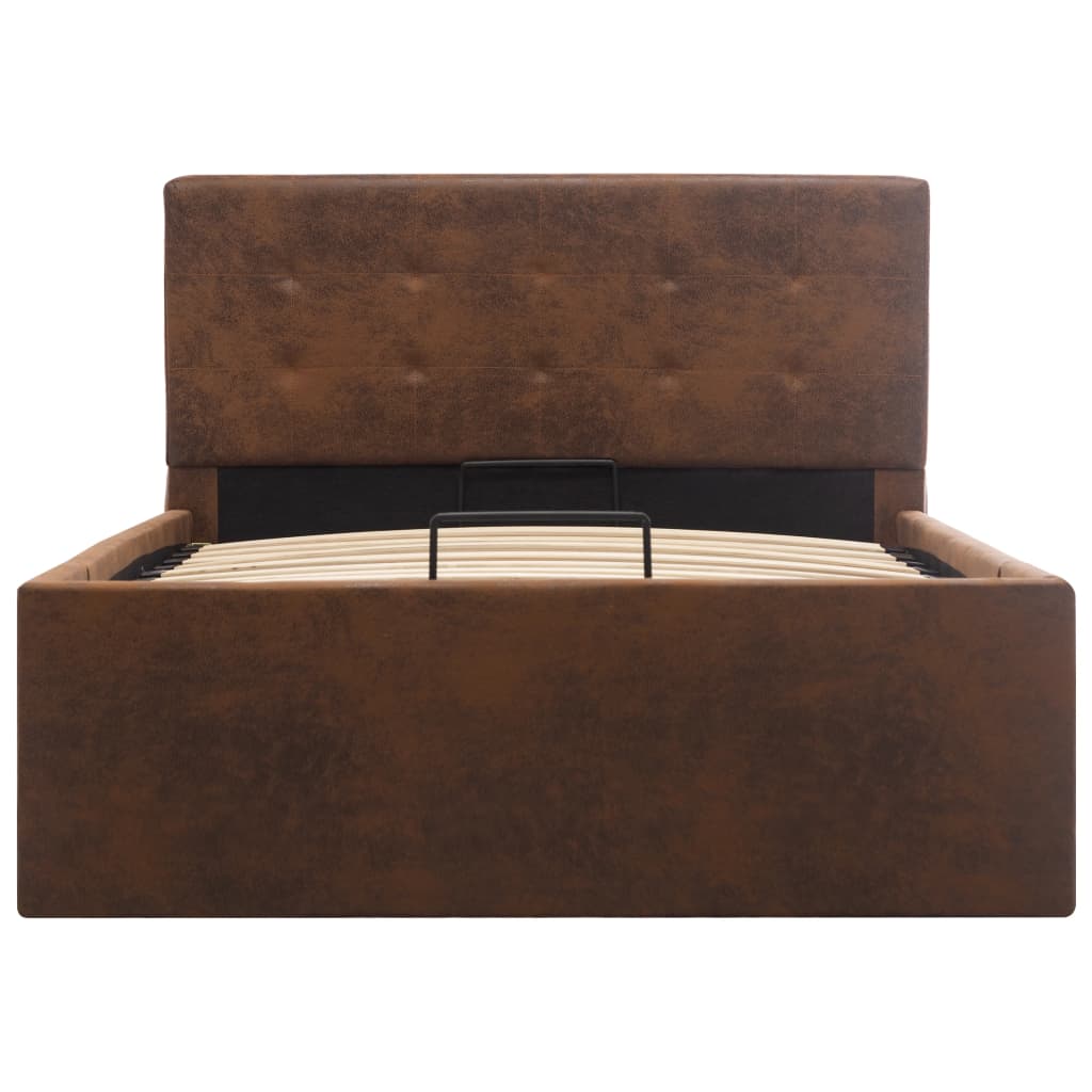 Cama hidráulica c/ arrumação 100x200cm tecido cinza-acastanhado